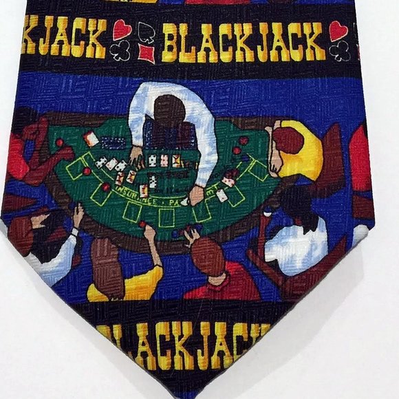 Vintage Ralph Marlin Blackjack Casino Gambling Neck Tie 90s - Picture 11 of 11